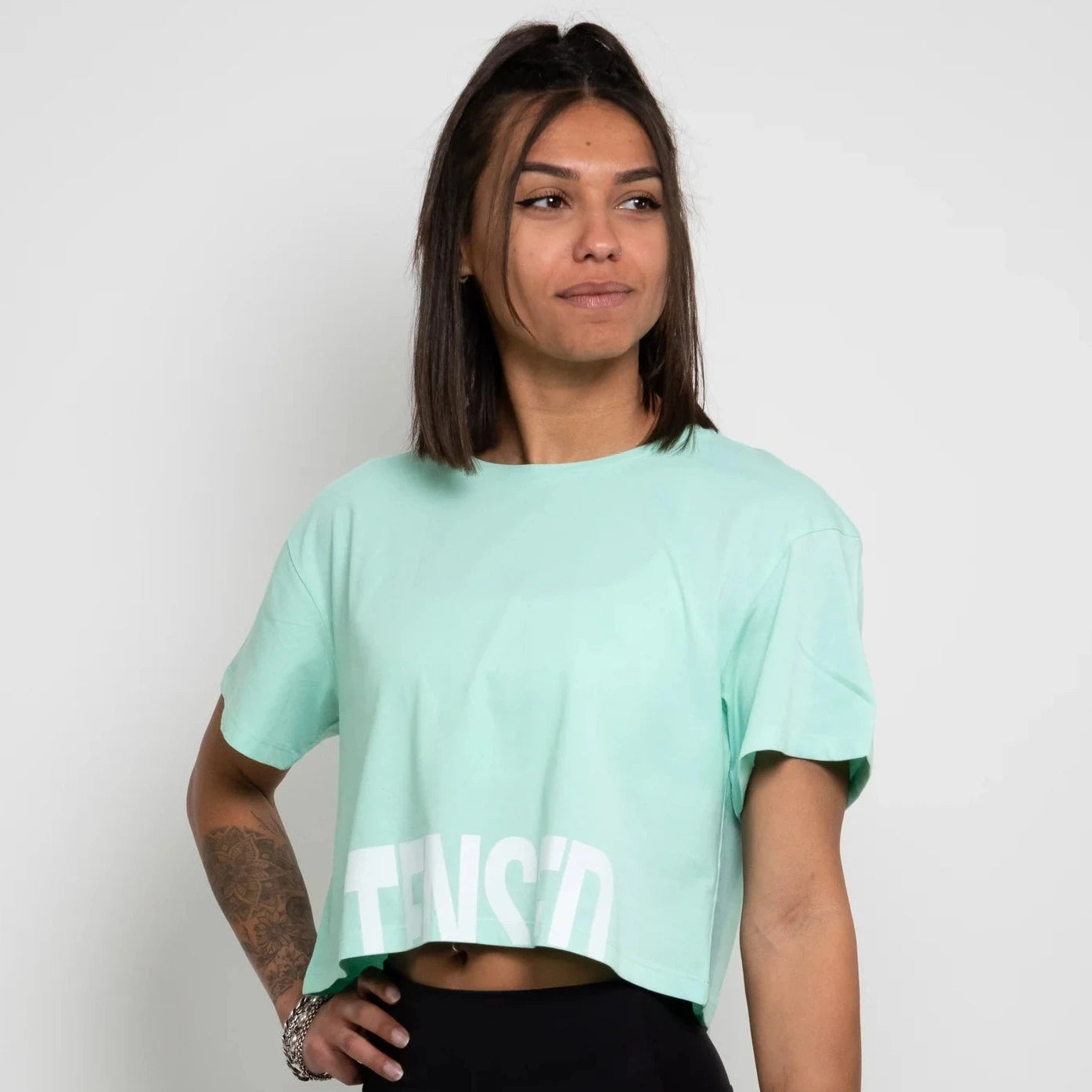 Crop Top Stensed Bloom Mint ROBSHOP