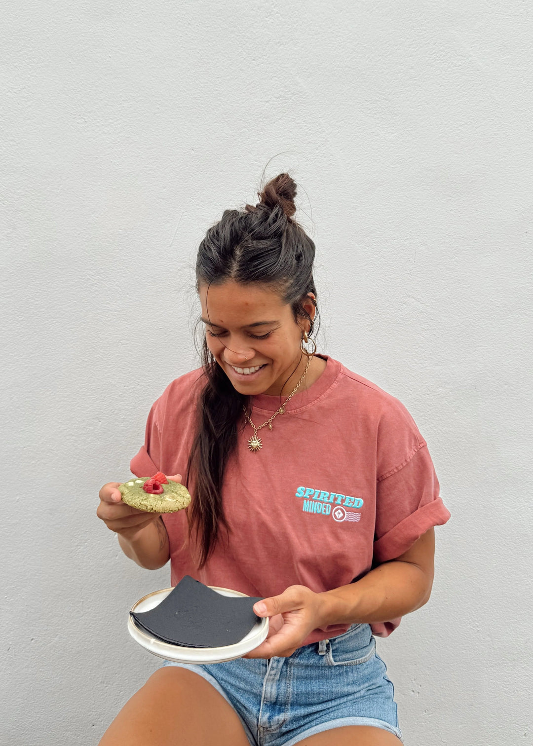 T-SHIRT BRODE OVERSIZE BANGERS - ROSE