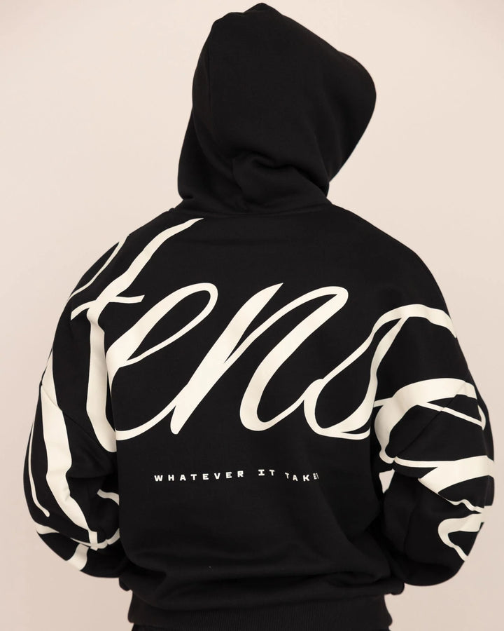 Heritage Script Oversized Hoodie Noir
