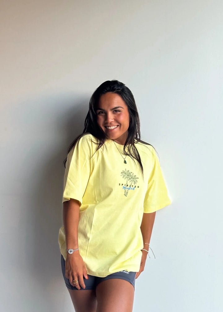 T-SHIRT BRODE OVERSIZE SOLSTICE FLOW - JAUNE