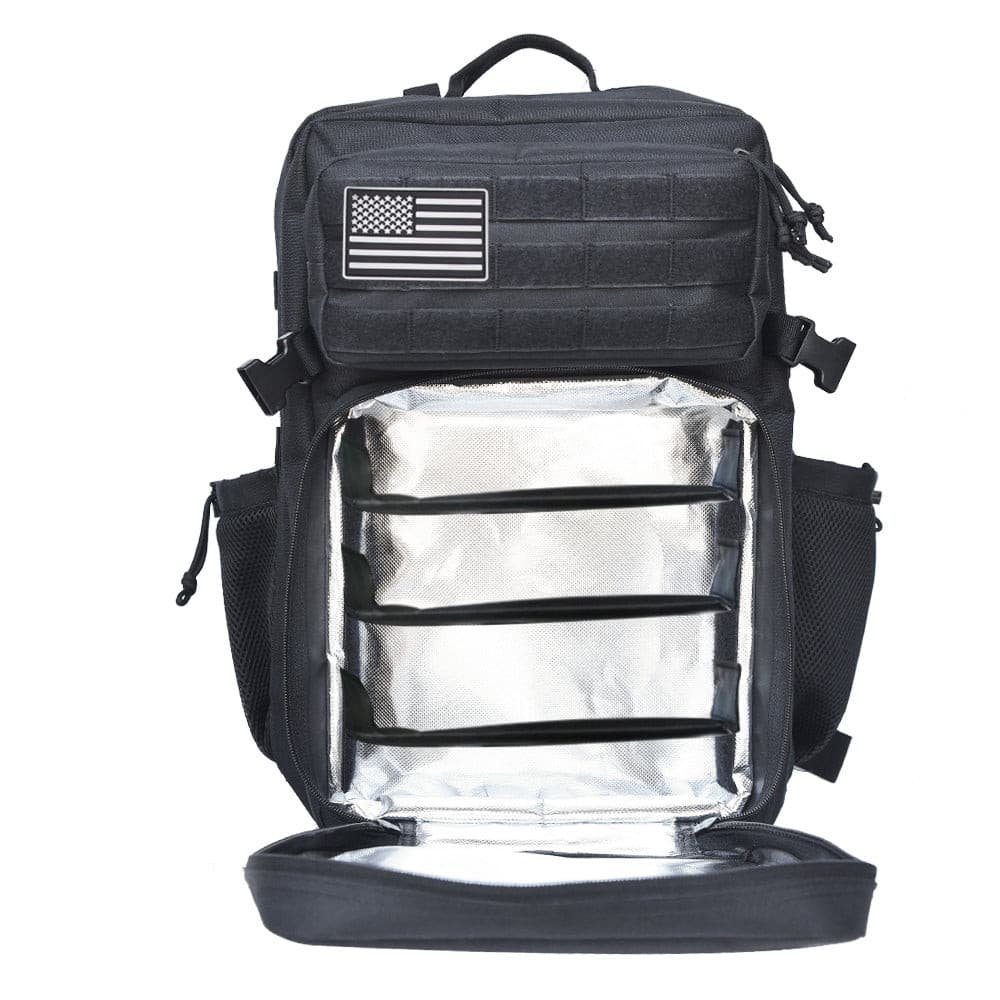 Black 45L Tactical Backpack with Food Compartment
