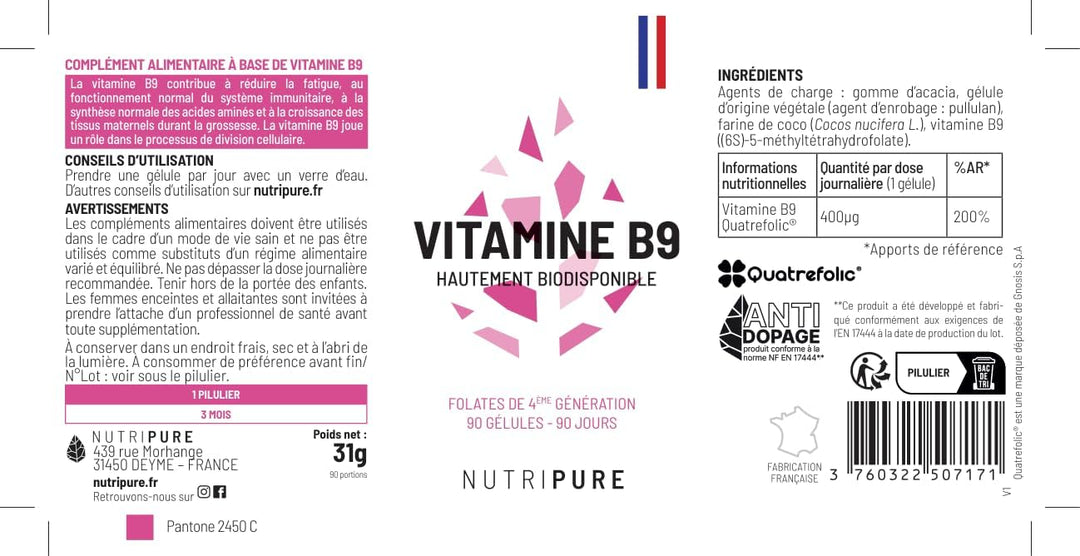Vitamine B9 (3 mois)