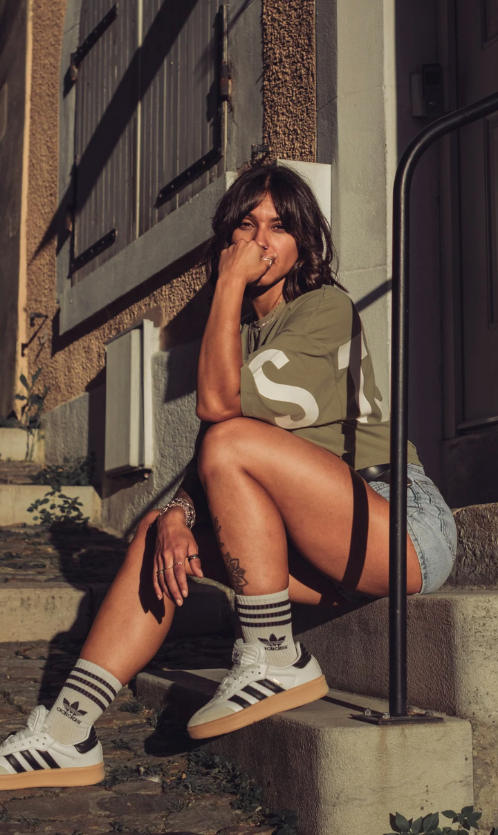 Crop Top - Stensed Oversize Kaki