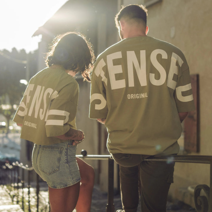 Crop Top - Stensed Oversize Kaki