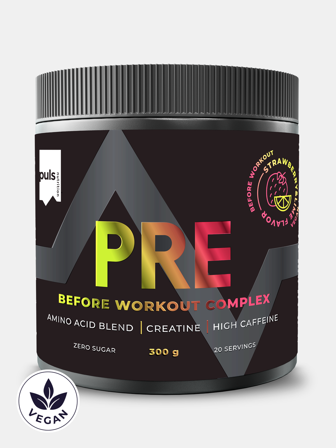 PRE-WORKOUT COMPLEX Strawberry-Lime 300g High Caffeine VEGAN