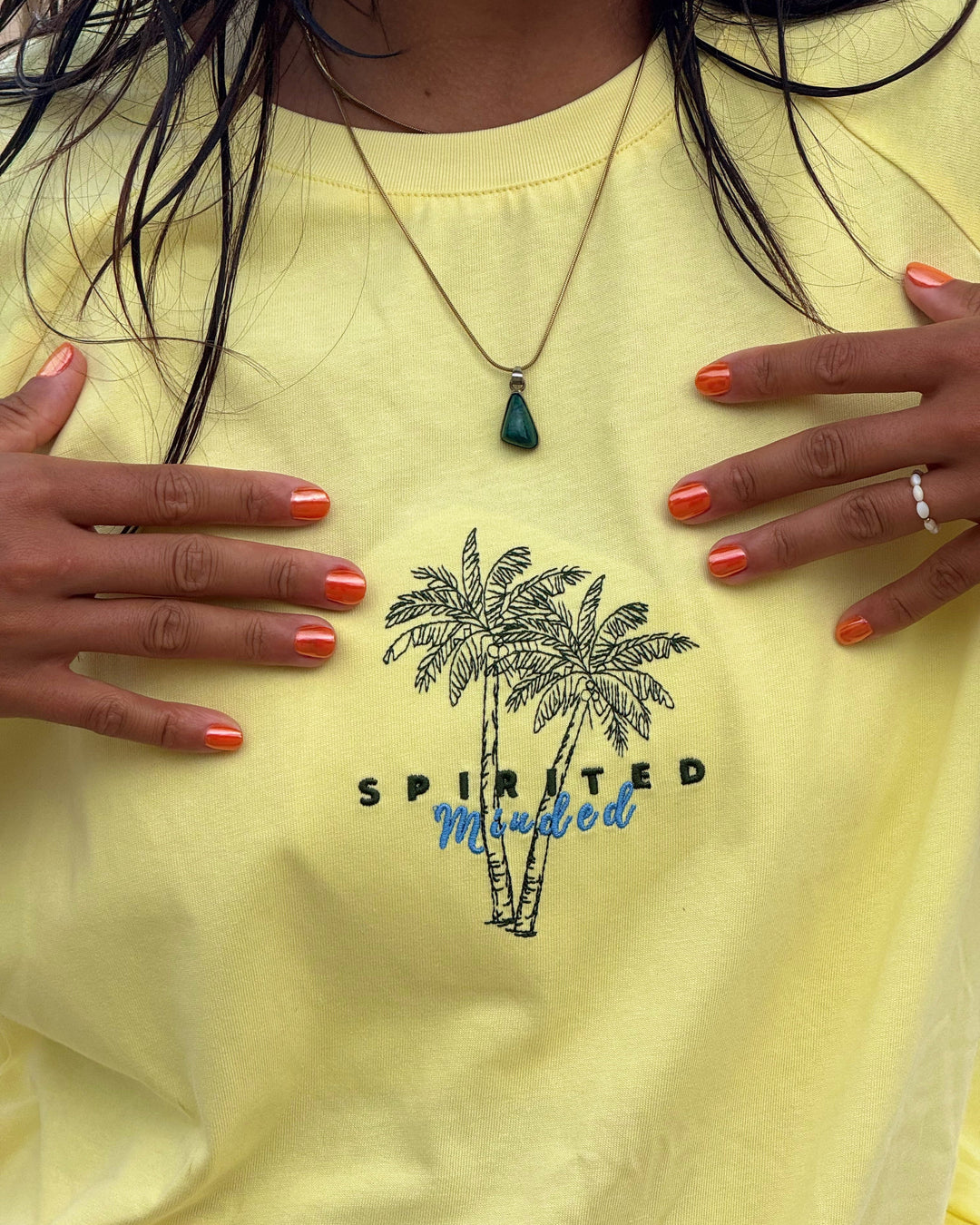 T-SHIRT BRODE OVERSIZE SOLSTICE FLOW - JAUNE