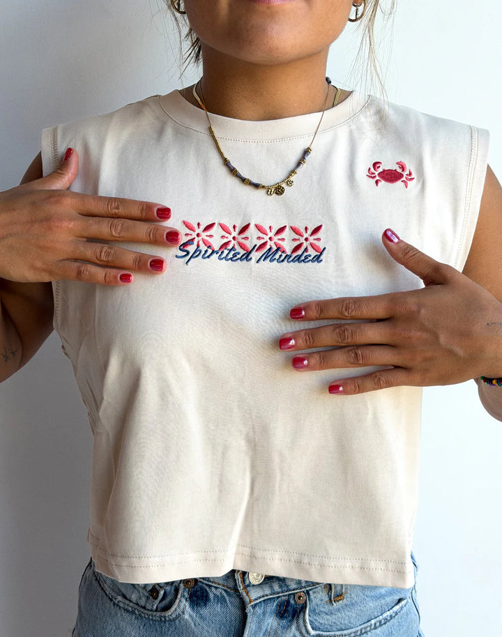 CROP TOP DÉBARDEUR - BEIGE