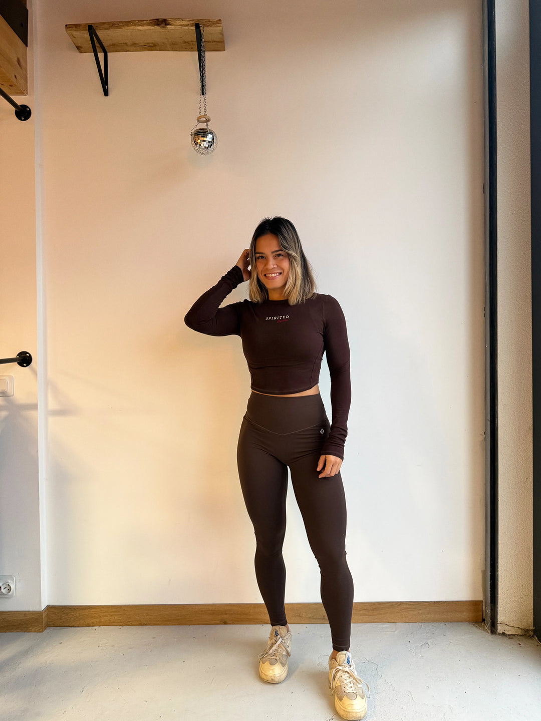 LEGGING "ESSENTIEL" MARRON CEINTURE DROITE