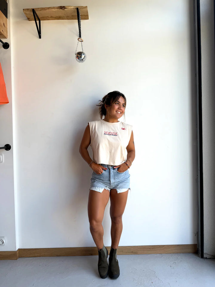 CROP TOP DÉBARDEUR - BEIGE