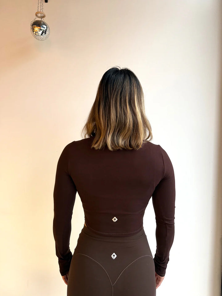TOP MANCHES LONGUES "ESSENTIEL" MARRON