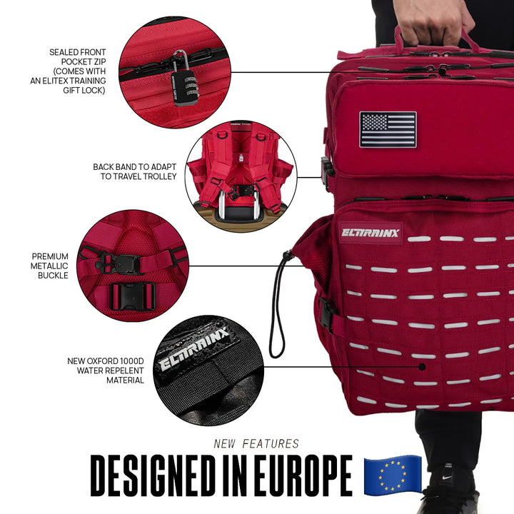 Sac à dos tactique V2 Premium 45L rouge foncé