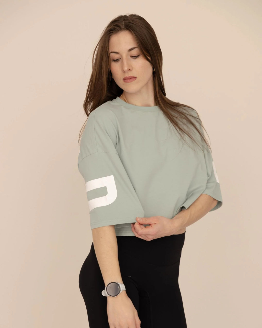 DNA Crop Top Oversize Vert Sage
