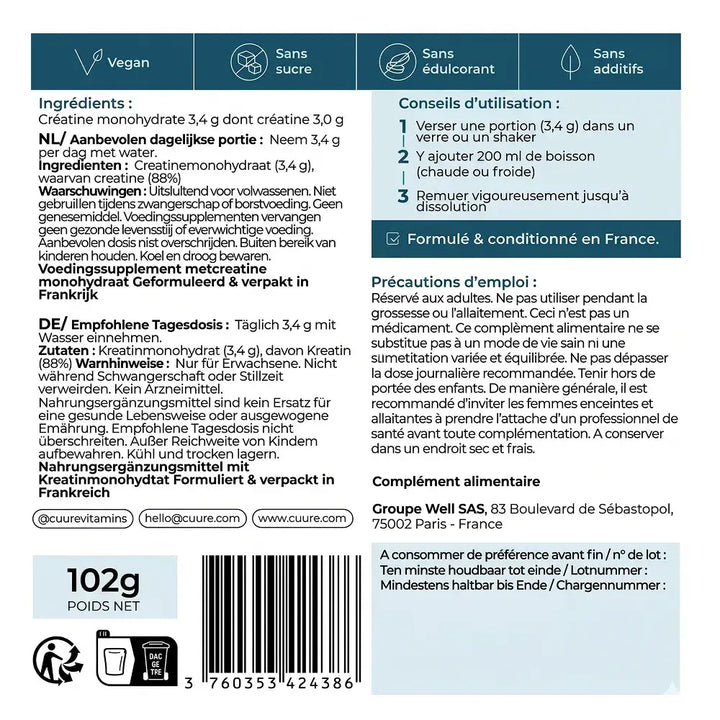 Créatine Monohydrate 100g