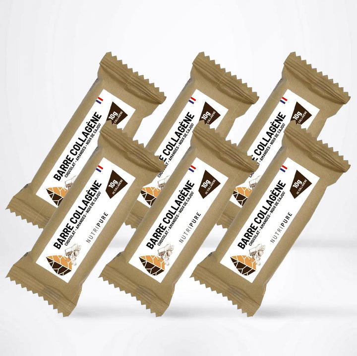 Barre collagène (10g, Chocolat - Amandes - Noix de Cajou)