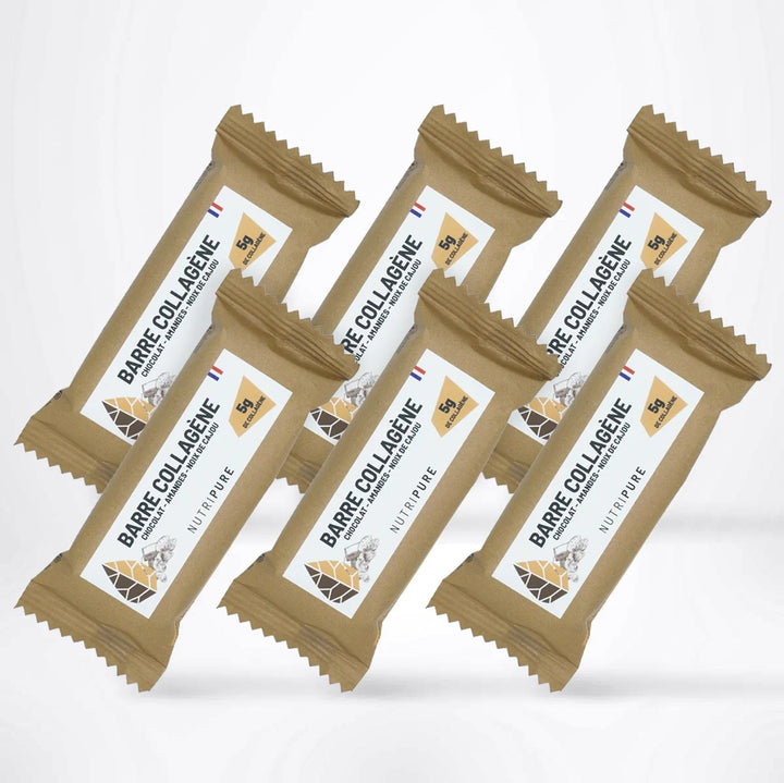 Barre collagène (5g, Chocolat - Amandes - Noix de Cajou)