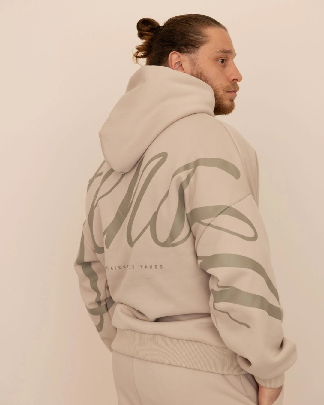 Heritage Script Oversized Hoodie Beige