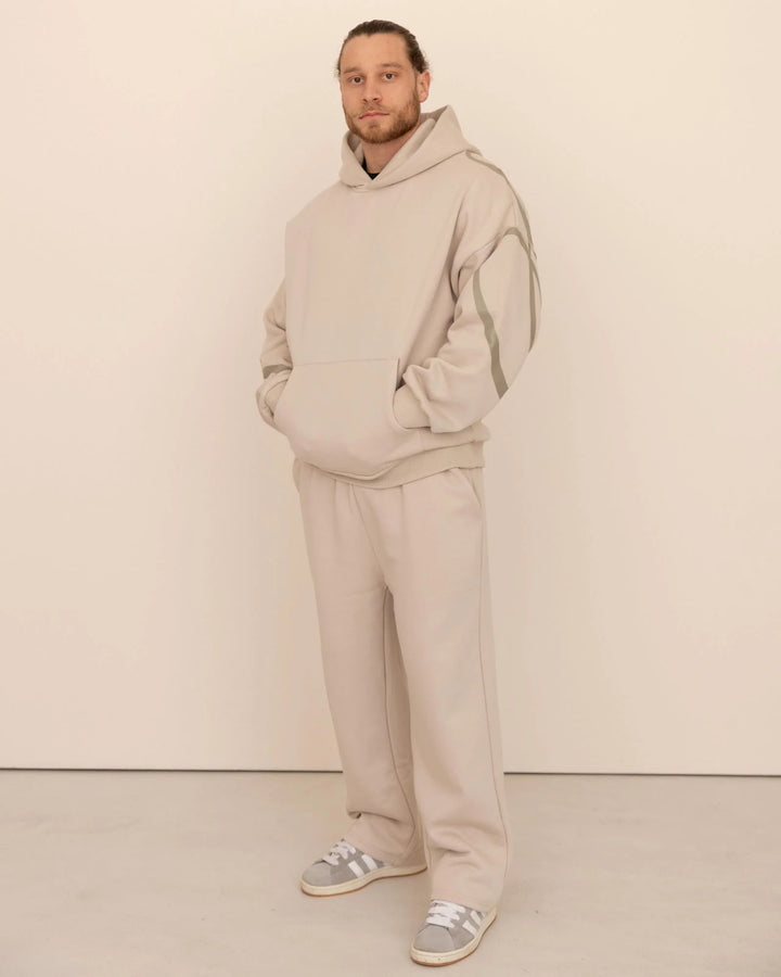 Heritage Script Oversized Hoodie Beige