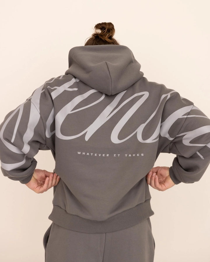 Heritage Script Oversized Hoodie Gris