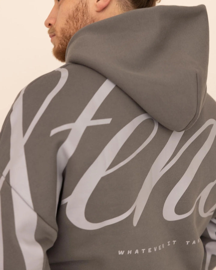 Heritage Script Oversized Hoodie Gris