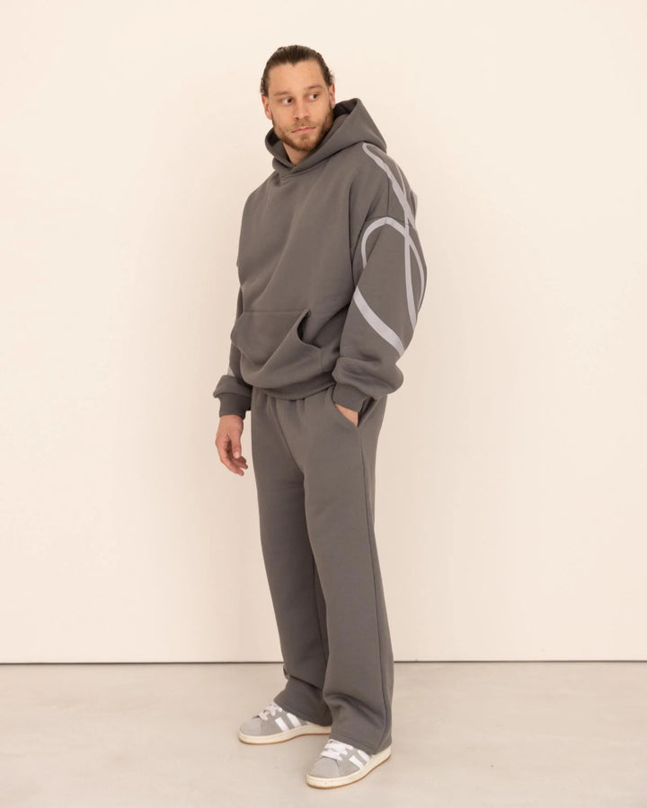 Heritage Script Oversized Hoodie Gris
