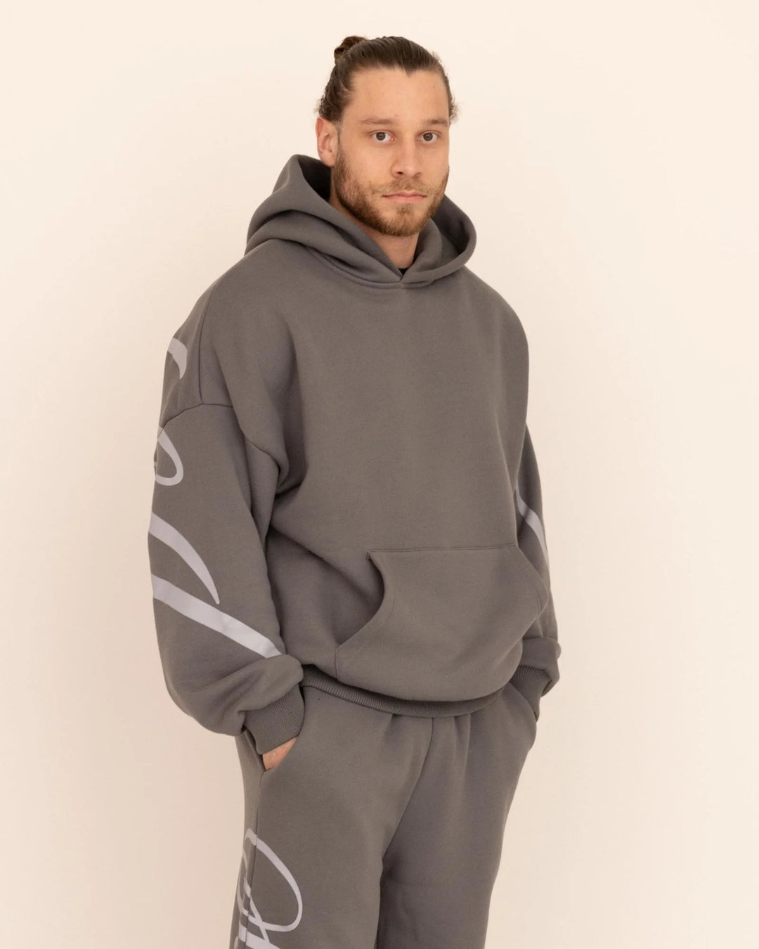 Heritage Script Oversized Hoodie Gris
