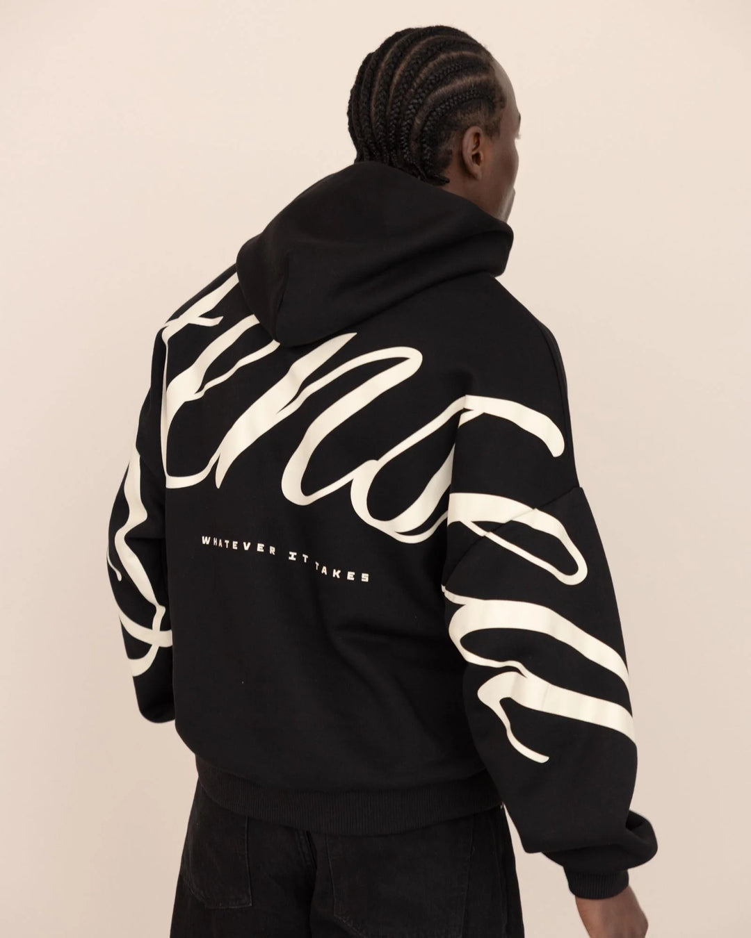 Heritage Script Oversized Hoodie Noir