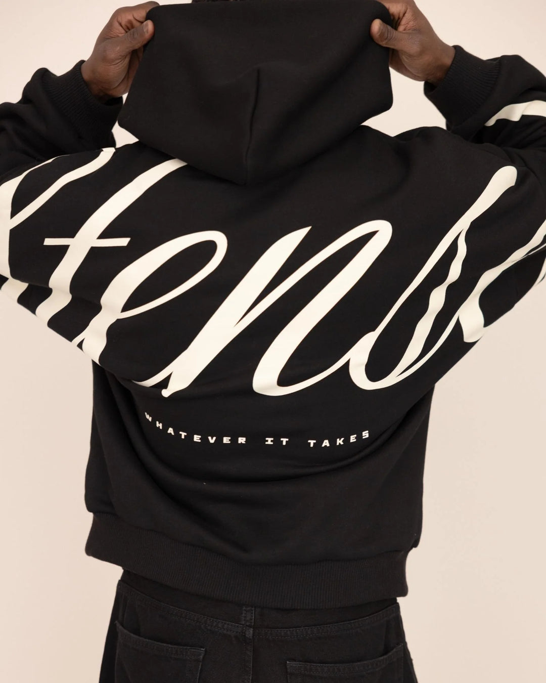 Heritage Script Oversized Hoodie Noir