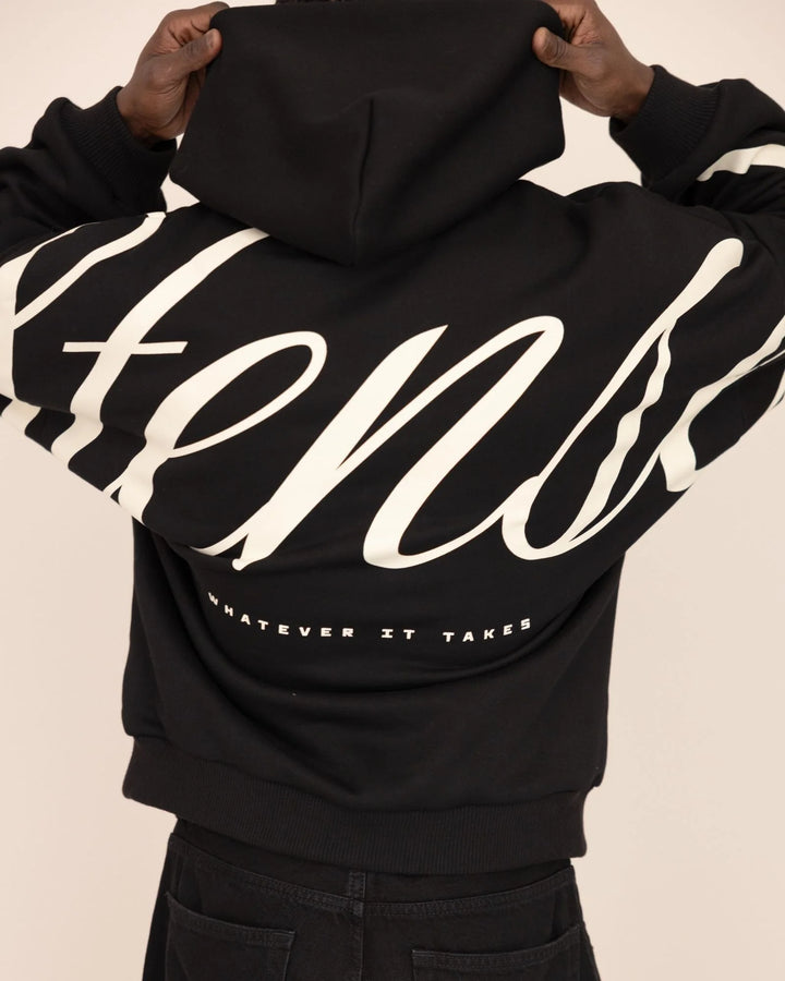 Heritage Script Oversized Hoodie Noir