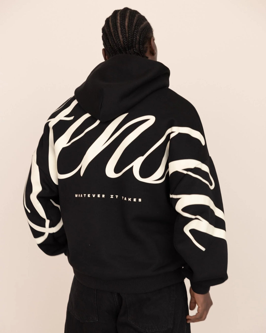 Heritage Script Oversized Hoodie Noir