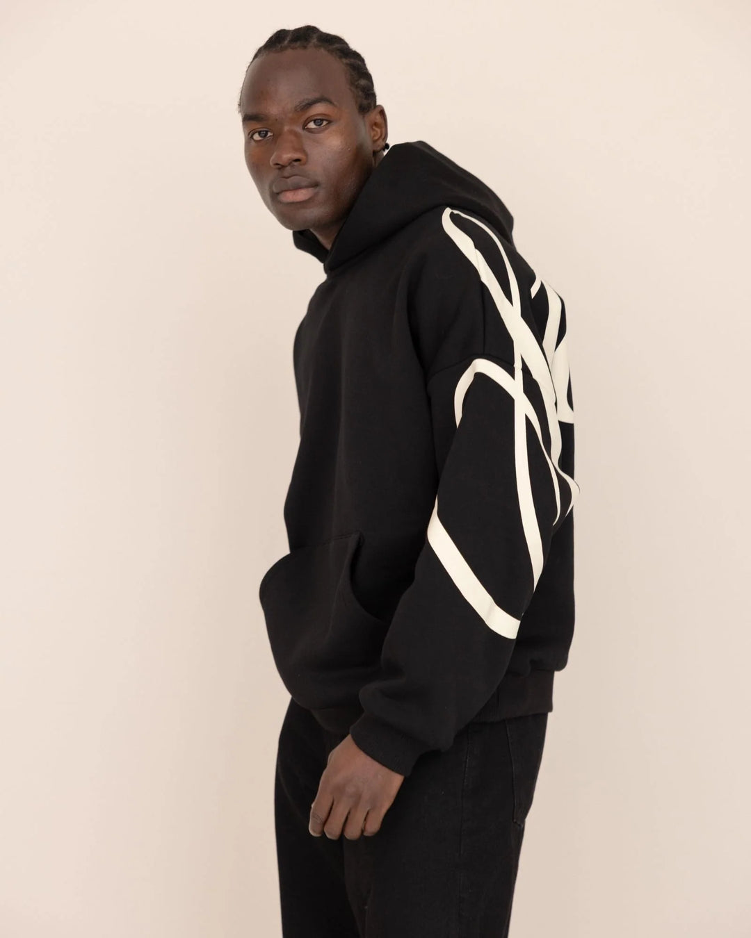 Heritage Script Oversized Hoodie Noir
