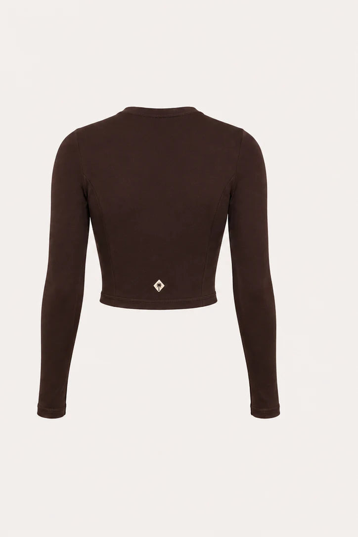 TOP MANCHES LONGUES "ESSENTIEL" MARRON