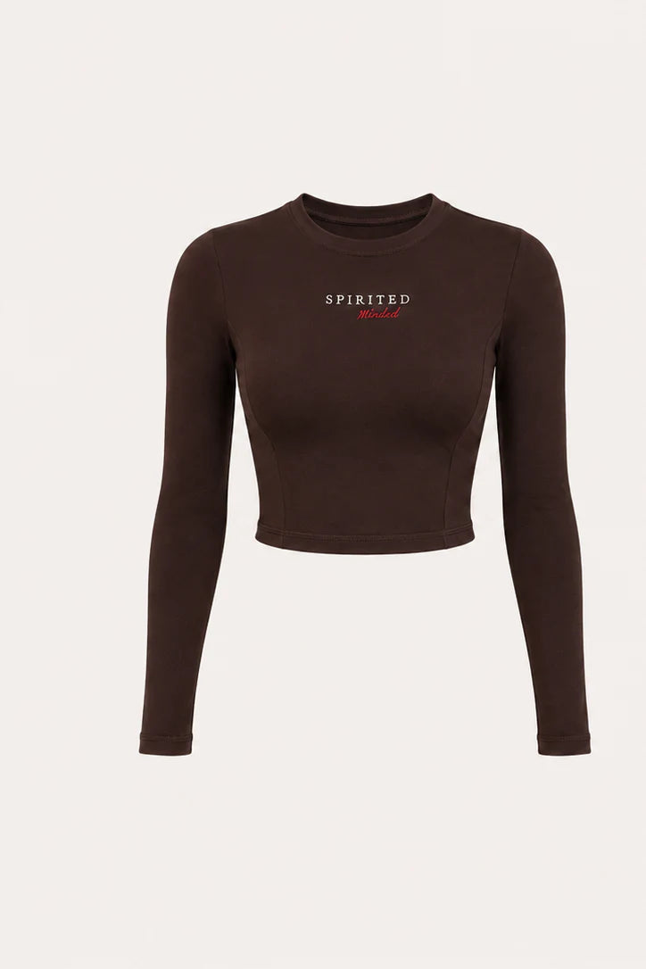 TOP MANCHES LONGUES "ESSENTIEL" MARRON
