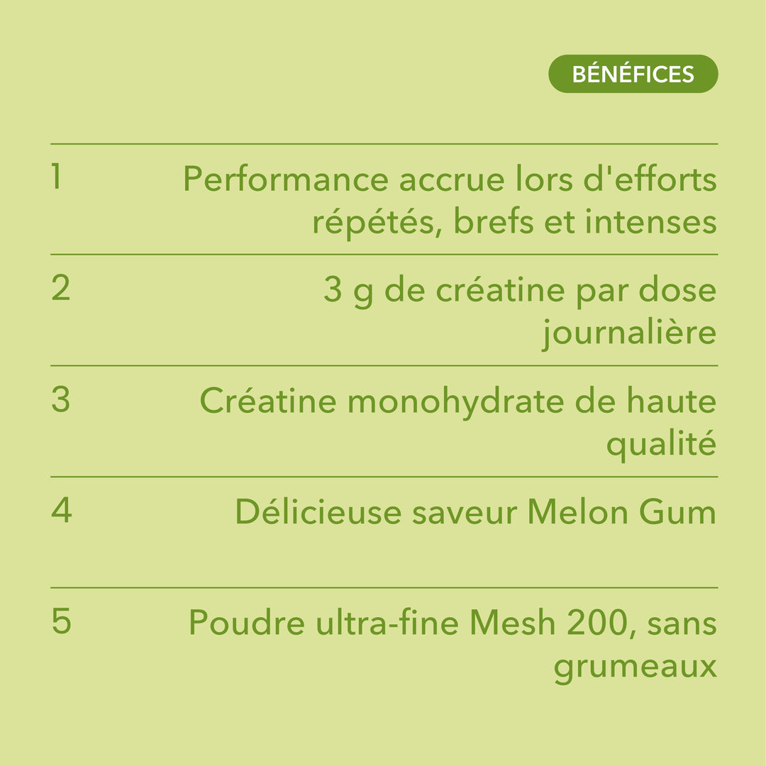 Créatine Mesh 200 Melon Gum 300 g - bénéfices