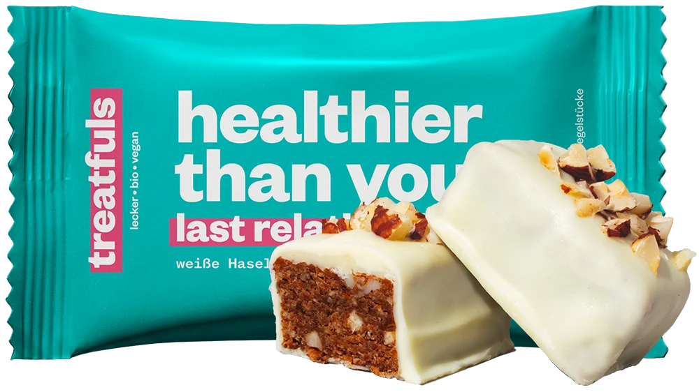 Barre Treatfuls - Chocolat blanc Noisettes « Healthier than your last relationship »