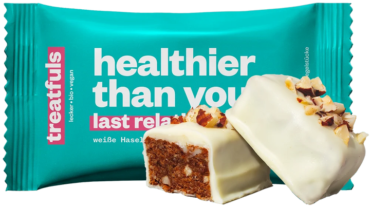 Barre Treatfuls - Chocolat blanc Noisettes « Healthier than your last relationship »