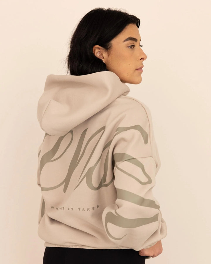 Heritage Script Oversized Hoodie Beige
