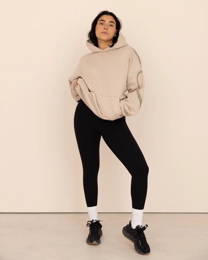 Heritage Script Oversized Hoodie Beige