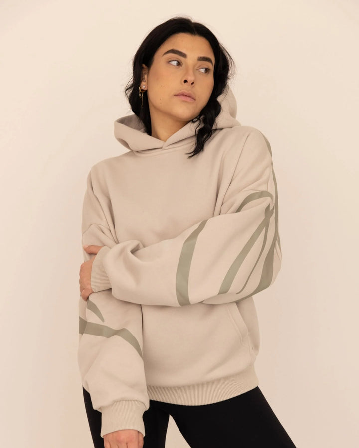 Heritage Script Oversized Hoodie Beige