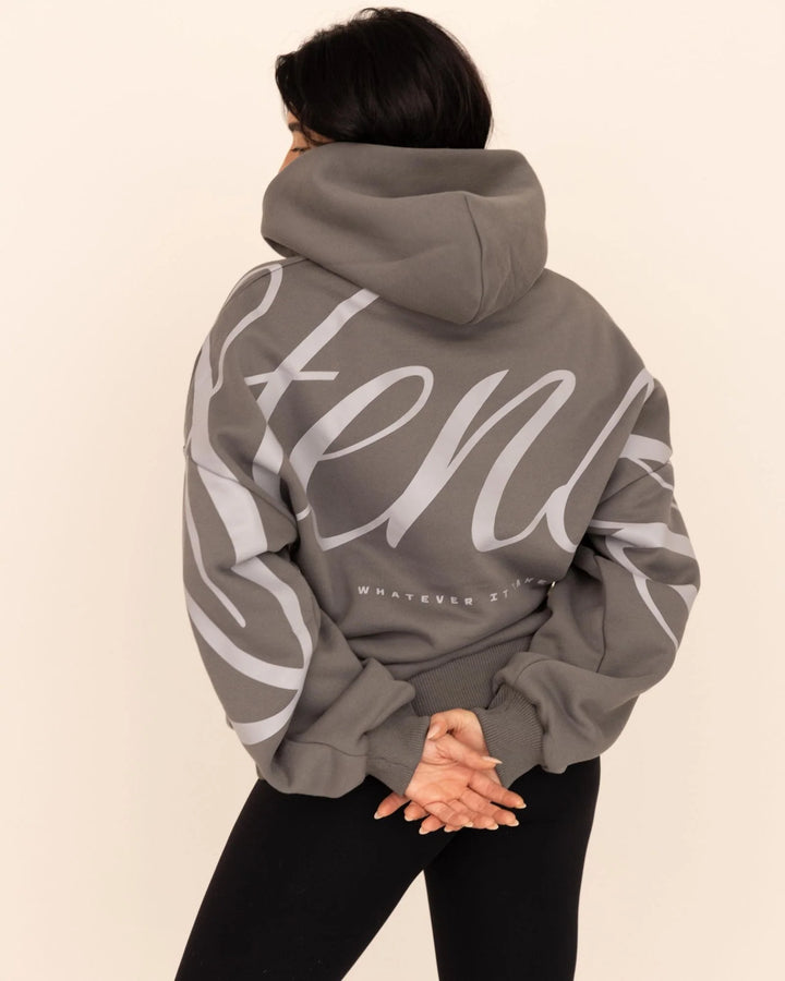 Heritage Script Oversized Hoodie Gris
